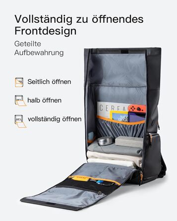 Рюкзак Inateck RollTop для ноутбука 22–26,8 л з водонепроникною блискавкою та відкриттям на 180°, для роботи, подорожей, навчання
