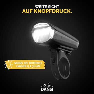 Набір переднього та заднього велоліхтаря DANSI StVZO I LED, 30/15 Lux, преміум якість