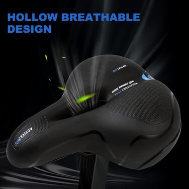 Велосипедне сідло з гелевою вставкою, широке, м'яке, комфортне, дихаюче, амортизуюче, ергономічне, з водонепроникним чохлом, чорне