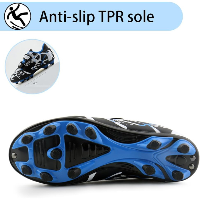 Дитячі футбольні бутси для хлопчиків та дівчаток, Outdoor, тренувальні, для штучного газону, з шипами, унісекс, розмір 28-37 EU, 36 EU, білі, сині