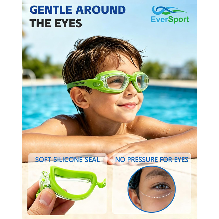 Дитячі плавальні окуляри Kinder-Schwimmbrille (2 шт.) – прозорі, антифог, анти-UV, водонепроникні, з навушниками та фіксатором для носа, для дітей 5-15 років