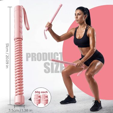 Битва-мотузка без мотузки для домашніх тренувань, ропелесс бітва-мотузки з 4 x 50 г вагами та сумкою для зберігання, важені ропелесс бітва-мотузки для HIIT, силових та кардіо тренувань, рожевий