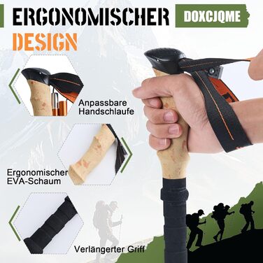 Телескопічні палиці для скандинавської ходьби та трекінгу (2 шт), складані, 110-130 см, алюмінієві, чорні, з гумовими наконечниками та сумкою