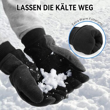 Зимові рукавички OZERO для чоловіків та жінок -30°C, з оленячої шкіри, водонепроникні, вітронепроникні, для водіння, піших прогулянок, велосипеда (L, сірий)