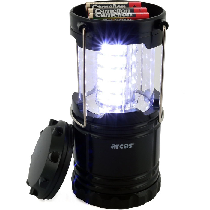 Ліхтар для кемпінгу Arcas 30720008 з 30 LED, мідний, з металевим гачком, 120 люмен, на батарейках, для кемпінгу, відпочинку на човні або вечірок у саду, 8.8 x 8.8 x 12.4 см