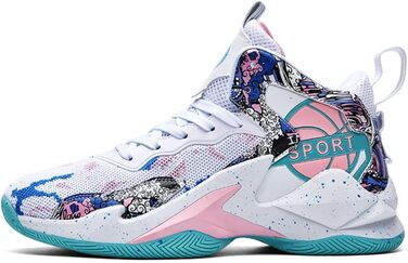 Кросівки баскетбольні чоловічі/жіночі, спортивні, для ходьби, легкі, з антиковзкою підошвою, зносостійкі, розміри 36-45 EU, білі/рожеві