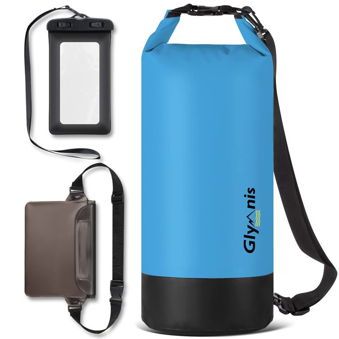 Водонепроникний мішок Glymnis Dry Bag 10L/20L: Сумка для водного спорту, пляжу, кемпінгу (Блакитний)
