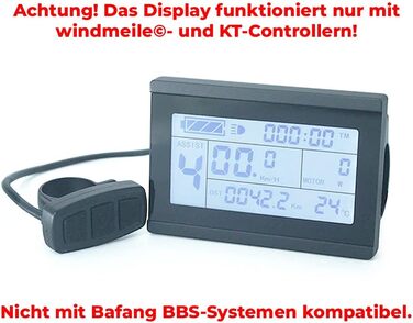 Дисплей Windmeile KT-LCD3 для електровелосипеда, підсвічування, водонепроникний, 24V/36V/48V, 5-контактний роз'єм Julet, бортовий комп'ютер, спідометр, LCD-екран для E-Bike і Pedelec