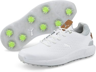 Чоловічі гольф-туфлі PUMA Ignite з натуральної шкіри White Silver Gray, 40.5 EU