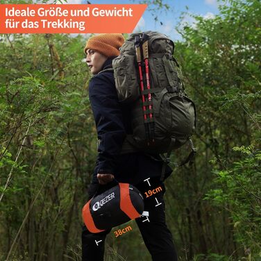 Сплячий мішок пуховий зимовий, 600FP+ Premium, 12°C -24°C, 3-4 сезони, для кемпінгу, трекінгу, походів, оранжевий