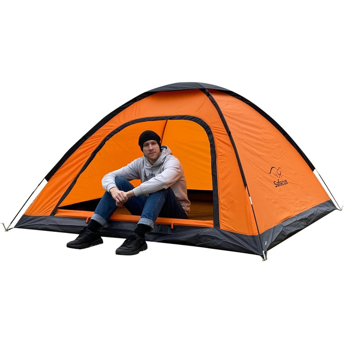 Намет для кемпінгу SAFACUS на 3-4 особи: легкий, стабільний, водонепроникний, з вентиляцією та захистом від комарів (помаранчевий)