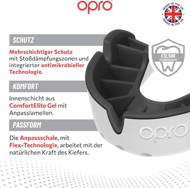 Капа для боксу та єдиноборств OPRO Silber-Level – захист для зубів для боксу, MMA, хокею, кікбоксингу, регбі – самоадаптується – для дорослих та дітей (10+)