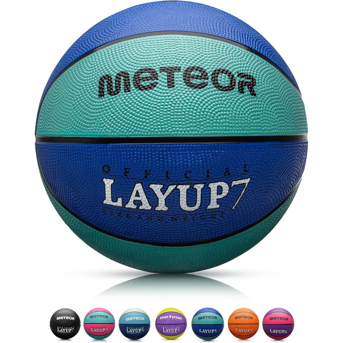 М'яч баскетбольний Meteor Layup Kinder Mini, розмір 7 (блакитний) - для дітей 4-8 років, ідеальний для тренувань