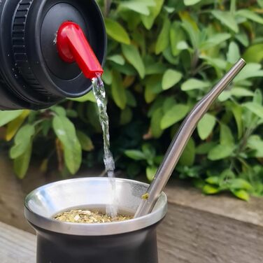 Термос для мате Yerba Mate з нержавіючої сталі, 1 л, ізольований, з ручкою та гвинтовою кришкою, для гарячих і холодних напоїв
