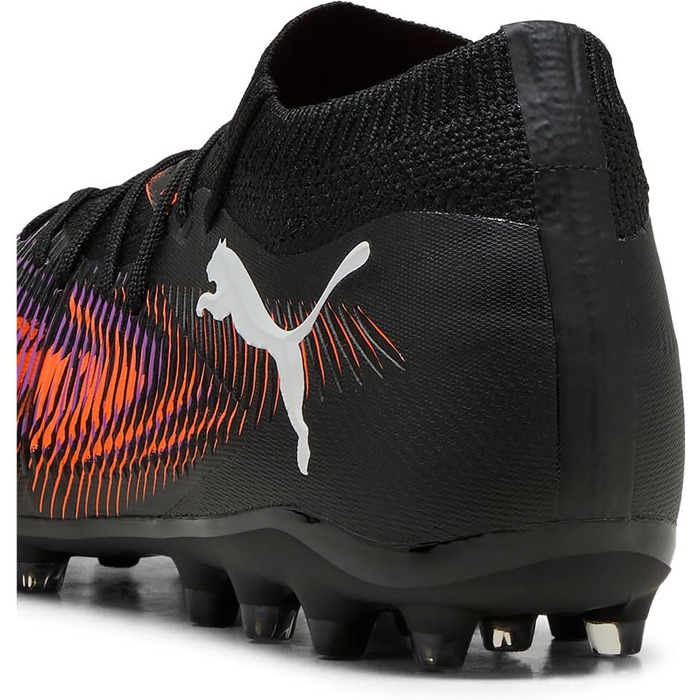 Футбольні бутси PUMA Future 8 Match Mg - чорно-білі з червоним світінням, 42 EU