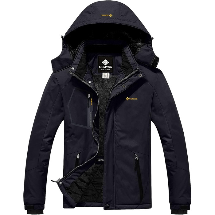 Чоловіча водонепроникна лижна куртка GEMYSE з флісовою підкладкою, чорна