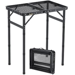 Стіл для кемпінгу Anbte Grilltisch 58x40 см, металевий, регульована висота (26/48/70 см), алюмінієвий каркас, чорний