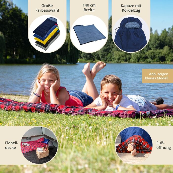 Спальний мішок для дітей Skandika Dundee Junior | Теплий, водонепроникний, флісовий, 175x70 см, індиго