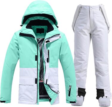 Жіночий комплект гірськолижний HOTIAN 2 частини: куртка та штани. Водонепроникний, вітронепроникний, теплий комплект для сноуборду та гірськолижного спорту. Розмір XL, колір GR+WT
