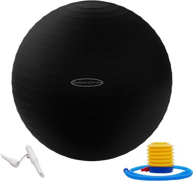 Фітбол BalanceFrom XL, 68-75 см, чорний: для фітнесу, йоги, пологів. Витримує 907 кг. З насосом.