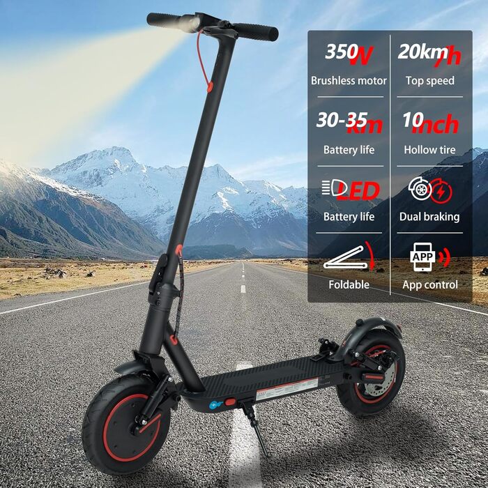 Електросамокат LuvTour ES-S3 PRO для дорослих, 20 км/год, запас ходу 40 км, складаний, з додатком, подвійні гальма, 10