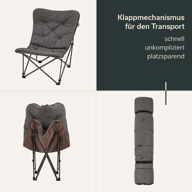 Крісло-трансформер Skandika Moonchair XL/Mala: зручне складне крісло для дому, саду, балкону та відпочинку на природі (сірий)