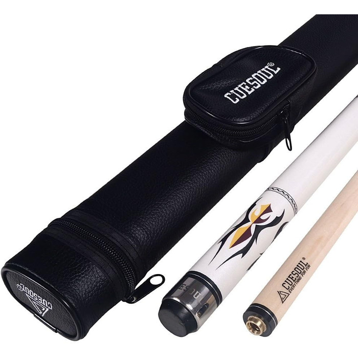 Більярдний кий DHOLE CUESOUL 58' 2 частини з клена, 19 унцій, білий, з чохлом 12.75mm