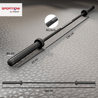 Штанга для тренажерів, 180 см, олімпійська штанга, сталева, вантажопідйомність 200 кг, чорна