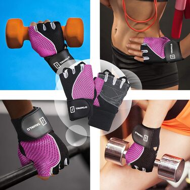 Рукавички для фітнесу Fitnesshandschuhe жіночі, розміри S (13-16 см) та M (16-19 см), шкіра, рожево-чорно-білі, для силових тренувань