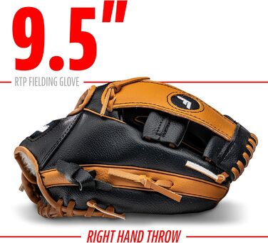 Рукавичка для бейсболу Franklin Sports RTP Kinder Teeball (для дітей, 24.1 см, права рука) + М'яч - Чорно-коричневий