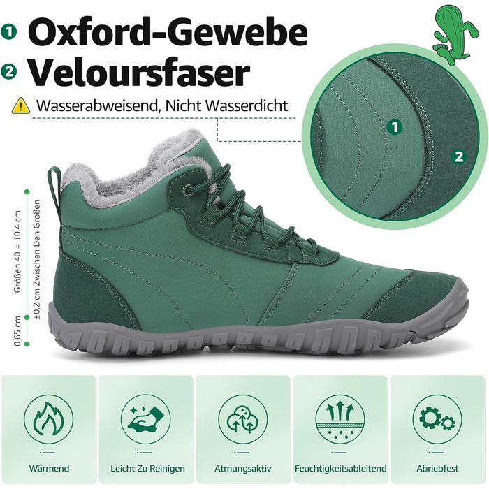 Зимові барфутбові черевики Saguaro з підкладкою, для жінок та чоловіків, розмір EU 36-48 (EU 44, темно-зелений)