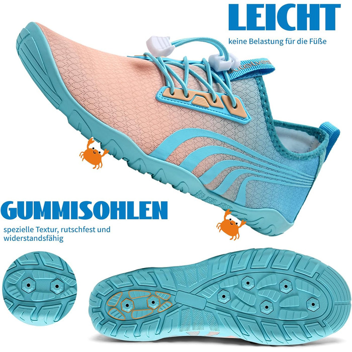 Аквашузи для плавання та серфінгу WateLves: чоловічі та жіночі, швидковисихаючі, унісекс, білі, фіолетові, оранжеві, блакитні, розмір 37 EU