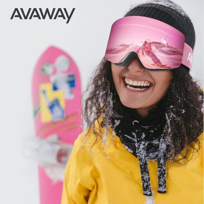 Лижна маска AVAWAY без оправи для сноуборду, унісекс, циліндрична, дзеркальна, магнітна змінна лінза OTG, UV-захист, антифог, зелена лінза VLT 18%, чорна оправа