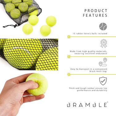 Тенісні м'ячі Bramble для дітей і собак, 15 шт, з сумкою, для тренувань і гри на піску