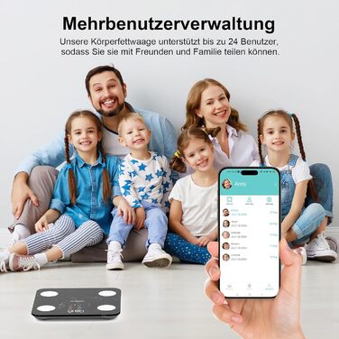 Вага тіла з аналізом складу тіла, персональна вага, Smart вага з APP, великий дисплей, чорний мармур