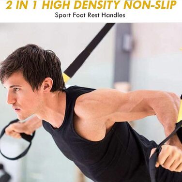 Тренажер Sling Trainer для всього тіла, підвісний тренажер для дому, комплект Suspension Trainer, для силових тренувань, домашні та вуличні тренування, чорно-жовтий