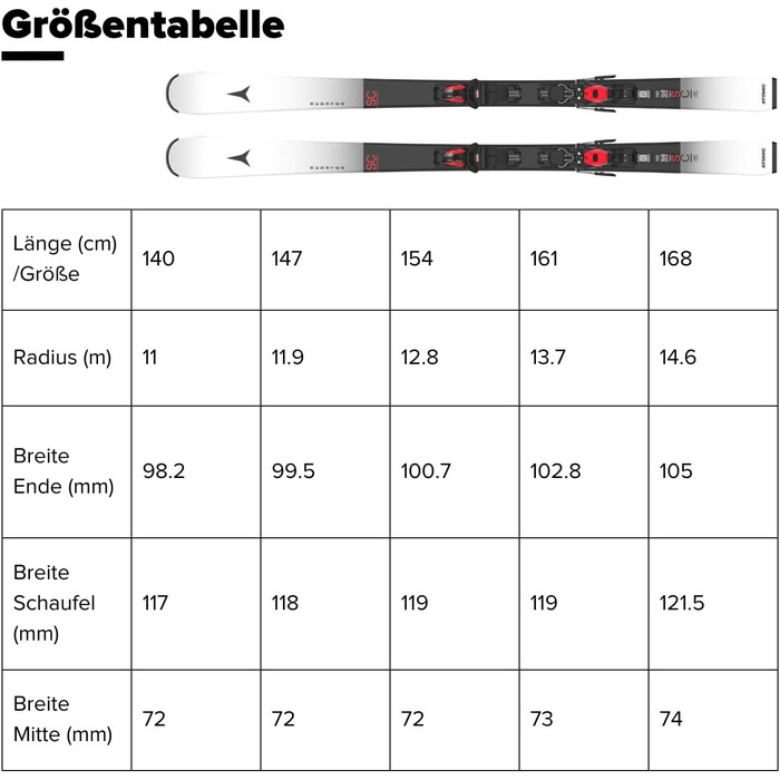 Лижі ATOMIC REDSTER SC для жінок та чоловіків. Високоякісні лижі з технологією TI Stabilizer для чутливого контролю та Densolite Core для оптимальної амортизації. Колір: білий/чорний, довжина 140 см.