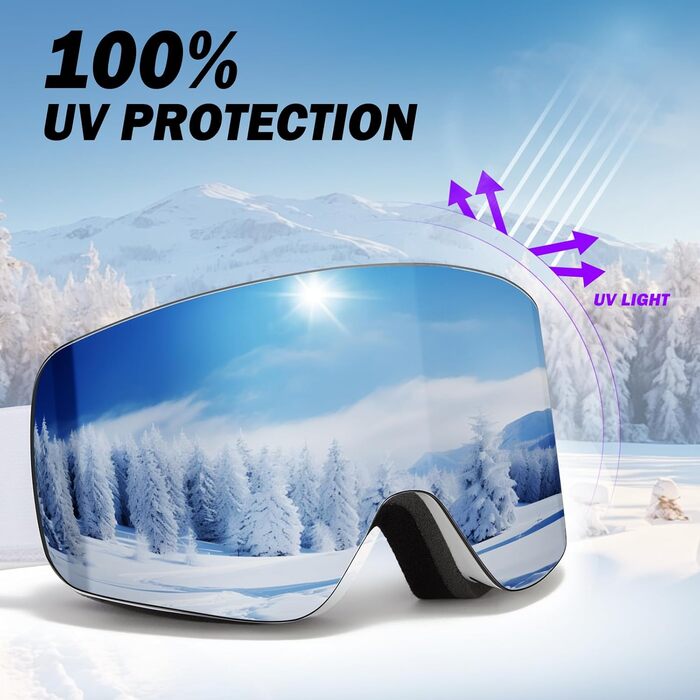 Скі-маска JQF Gear для унісекс YH227 з OTG, захистом від запотівання та антиковзним ремінцем, UV-захистом, регулюванням та лінзою (VLT13%)