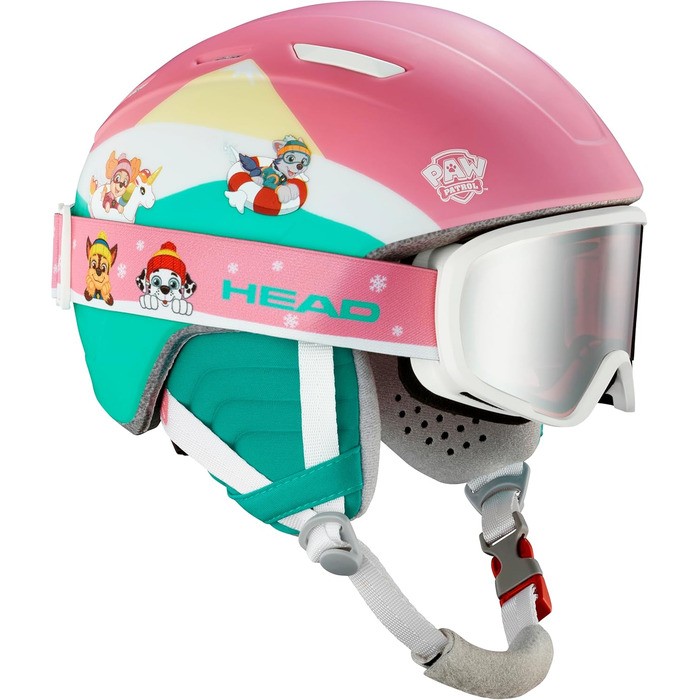 Дитячий лижний та сноуборд шолом Head MOJO PAW з окулярами, дизайн Paw Patrol, рожево-бірюзовий, розмір XXS