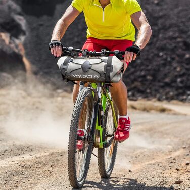 YourVelo Велосумка на кермо 9 л, водонепроникна, 340 г, сіра, фронтальна сумка для велосипеда, для байкпакінгу