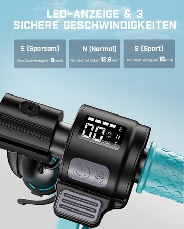 Електросамокат FanttikRide C9 Apex для дітей від 8 років, Bluetooth-музика, різнокольорові підсвітки, 8/12,8/16 км/год, запас ходу 8 км, LED-дисплей, регулювання висоти, складаний, для хлопчиків і дівчаток, синій