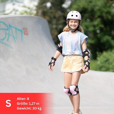 Комплект захисту SKATEWIZ для скейтборду: наколінники, налокітники, захист зап'ясть, розмір L, для підлітків і дорослих, рожево-чорний, німецький виробник