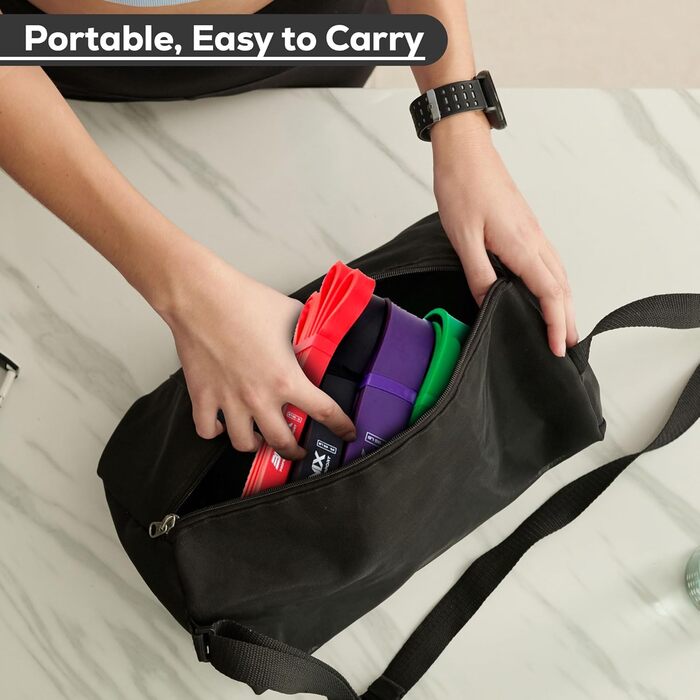 Еластичні стрічки Bionix для фітнесу: комплекс для силових тренувань, йоги, кросфіту, чоловіків та жінок. Різні рівні опору, чорний, червоний, зелений, фіолетовий