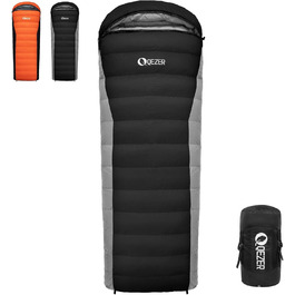 Сплячий мішок пуховий зимовий, 600FP+ Premium, 12°C до -24°C, легкий та теплий, для кемпінгу, трекінгу, 3-4 сезони, чорний