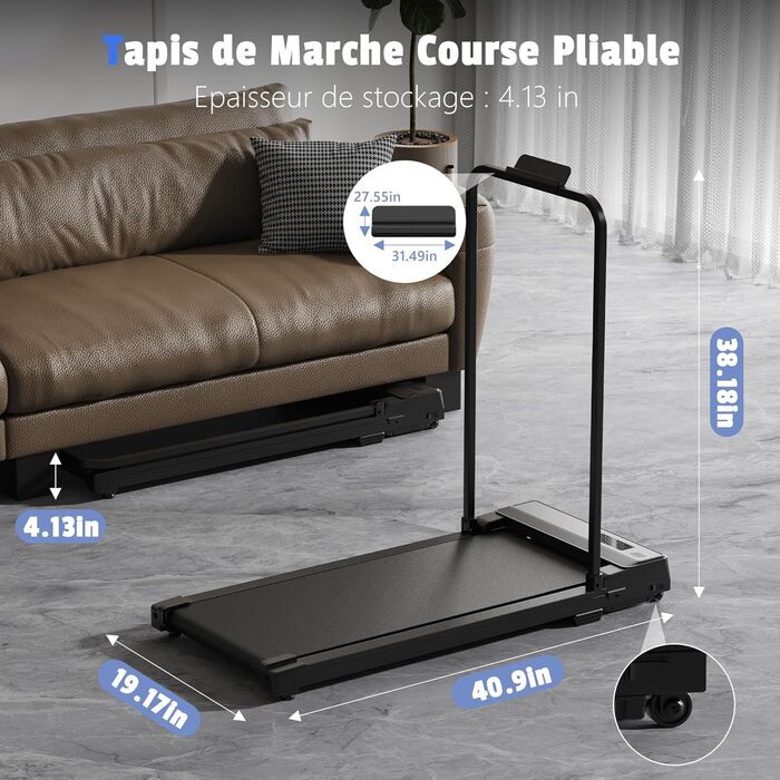 Бігова доріжка Walking Pad - складаний біговий доріжки з підставкою для планшета, 6 км/год, 4 в 1, LED, максимальне навантаження 110 кг