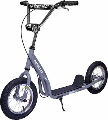 Дитячий та підлітковий самокат Apollo Retro Scooter Paradise з великими пневматичними колесами 12,5 дюймів, широкою платформою для міста