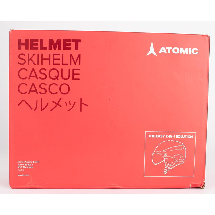 Гірськолижний шолом ATOMIC Savor Visor Stereo з візором, чорний, розмір 59-63, максимальна амортизація, вентиляція Aircon, дзеркальне покриття