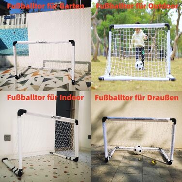 Дитячі складані ворота для футболу 60x45/90x60/115x80 см - ідеальний подарунок для гри в саду, в приміщенні або на вулиці. Білі ворота + м'яч для футболу