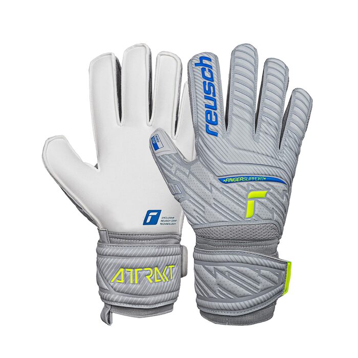 Рукавички воротарські Reusch Attrakt Grip Finger Support унісекс, розмір 10.5, для всіх поверхонь, сіро-жовті