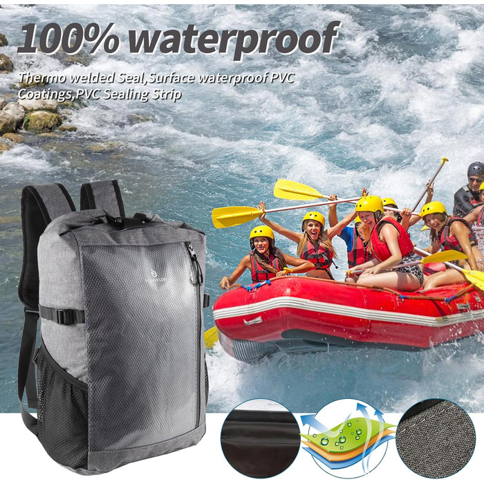 Водонепроникний рюкзак Seesack Rolltop 25L сірий - для плавання, каякінгу, рафтингу
